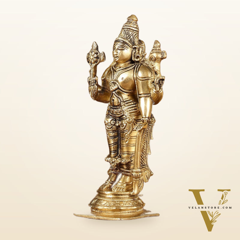 Brass Superfine Standing Lord Vishnu Statue 6.5"