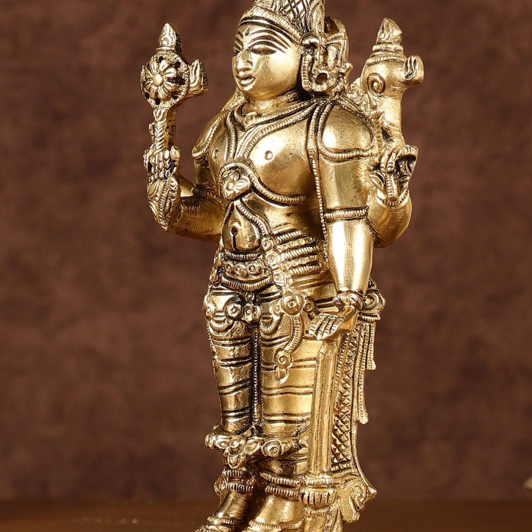 Brass Superfine Standing Lord Vishnu Statue 6.5"