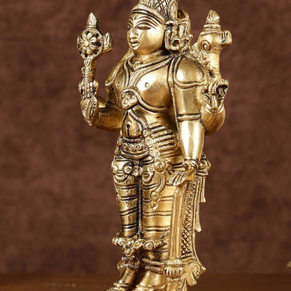 Brass Superfine Standing Lord Vishnu Statue 6.5"