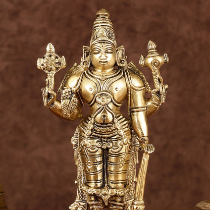 Brass Superfine Standing Lord Vishnu Statue 6.5"