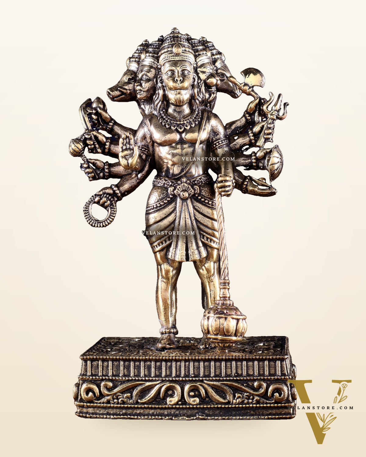 Brass Superfine Standing Panchmukhi Hanuman Idol 5 inch