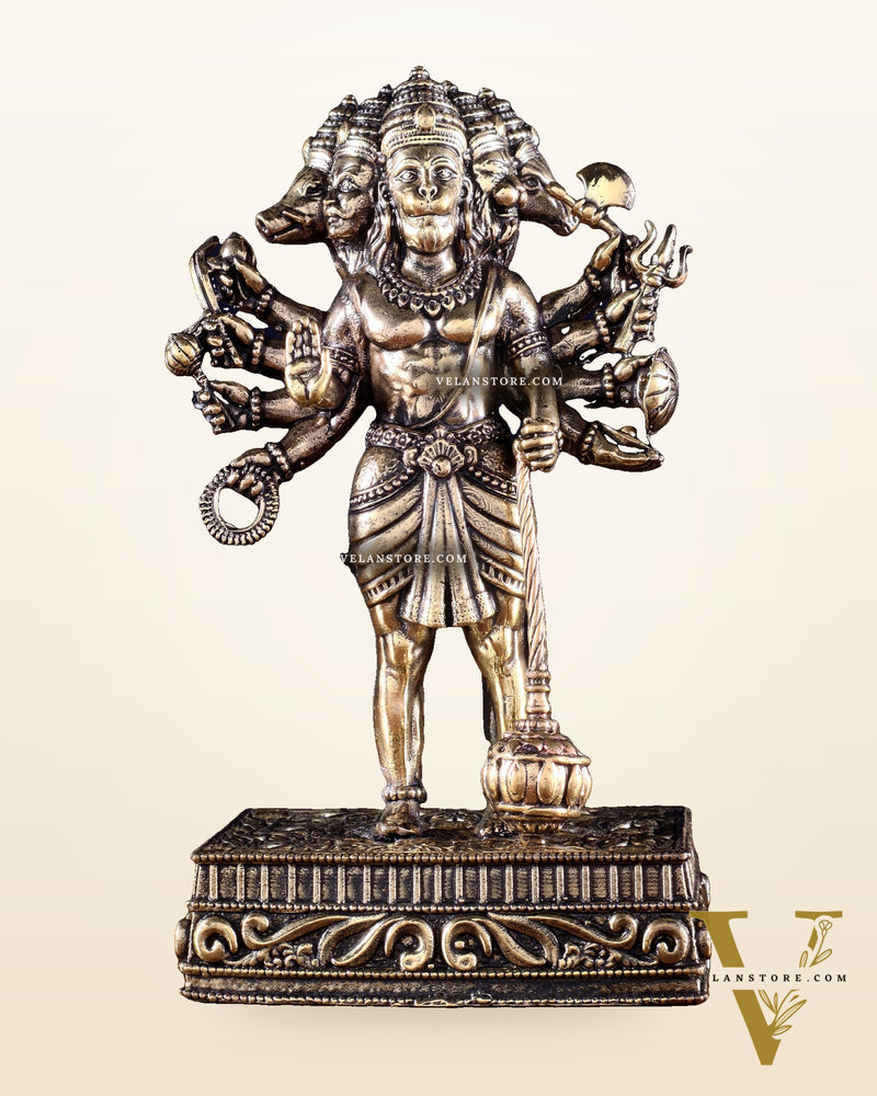 Brass Superfine Standing Panchmukhi Hanuman Idol 5 inch