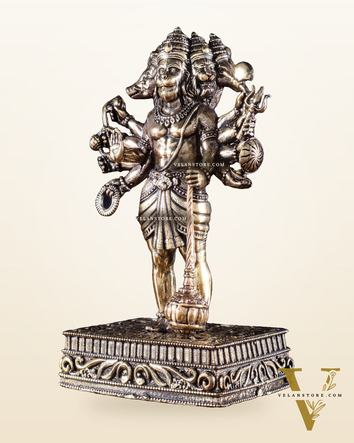 Brass Superfine Standing Panchmukhi Hanuman Idol 5 inch