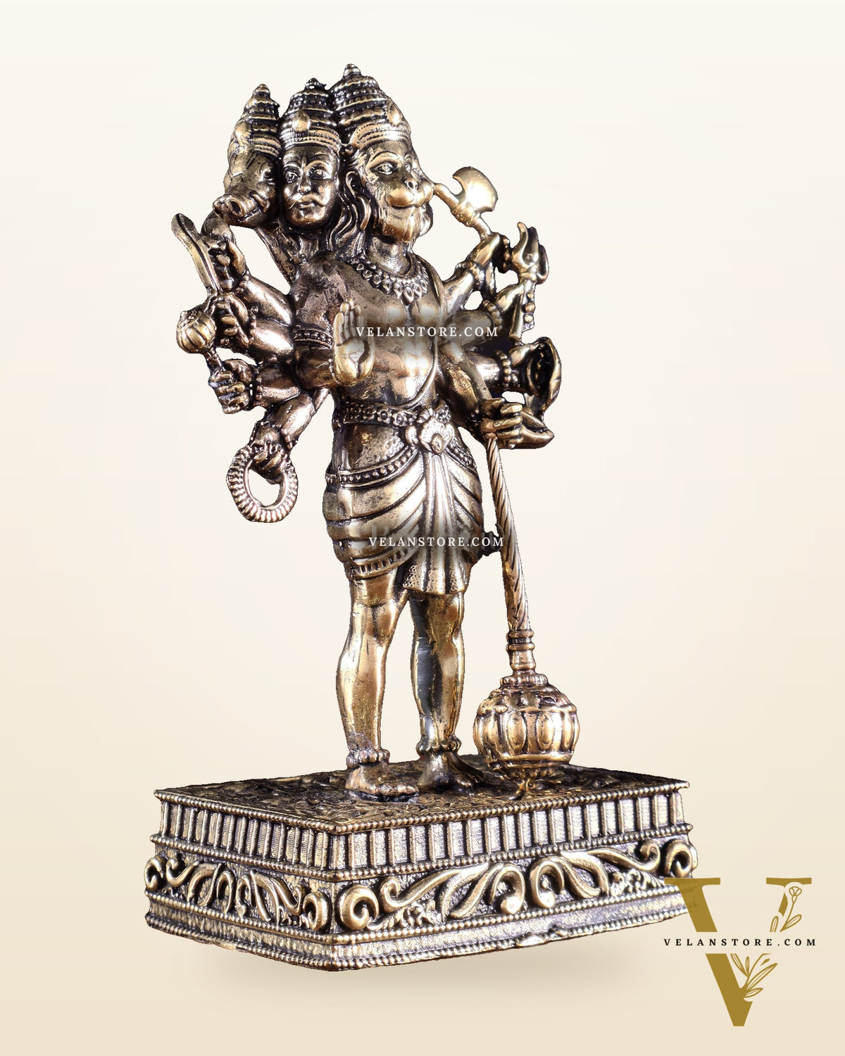 Brass Superfine Standing Panchmukhi Hanuman Idol 5 inch