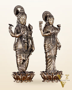 Brass Superfine Standing Vishnu Lakshmi Idol Pair