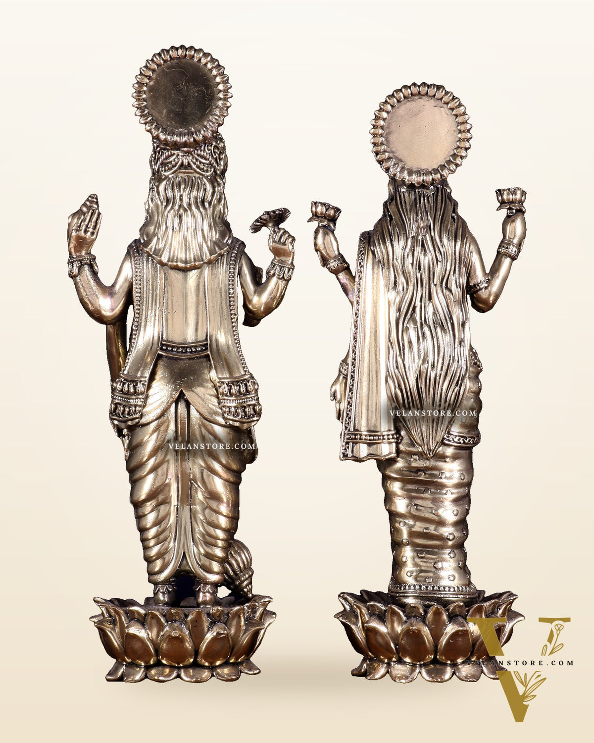 Brass Superfine Standing Vishnu Lakshmi Idol Pair