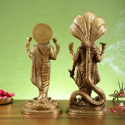 Brass Superfine Standing Vishnu Lakshmi Idols 17"