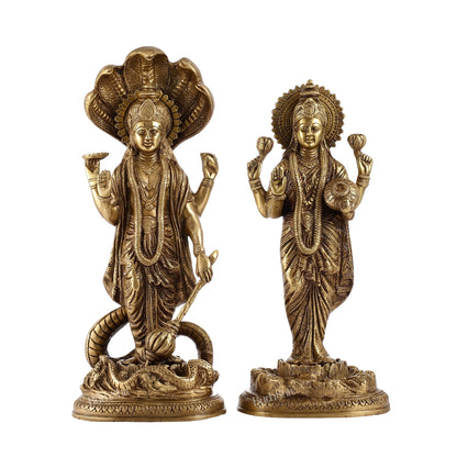 Brass Superfine Standing Vishnu Lakshmi Idols 17"