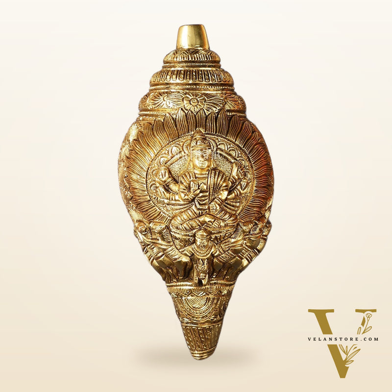 Brass Superfine Surya Dev Shankh 9 inch antique
