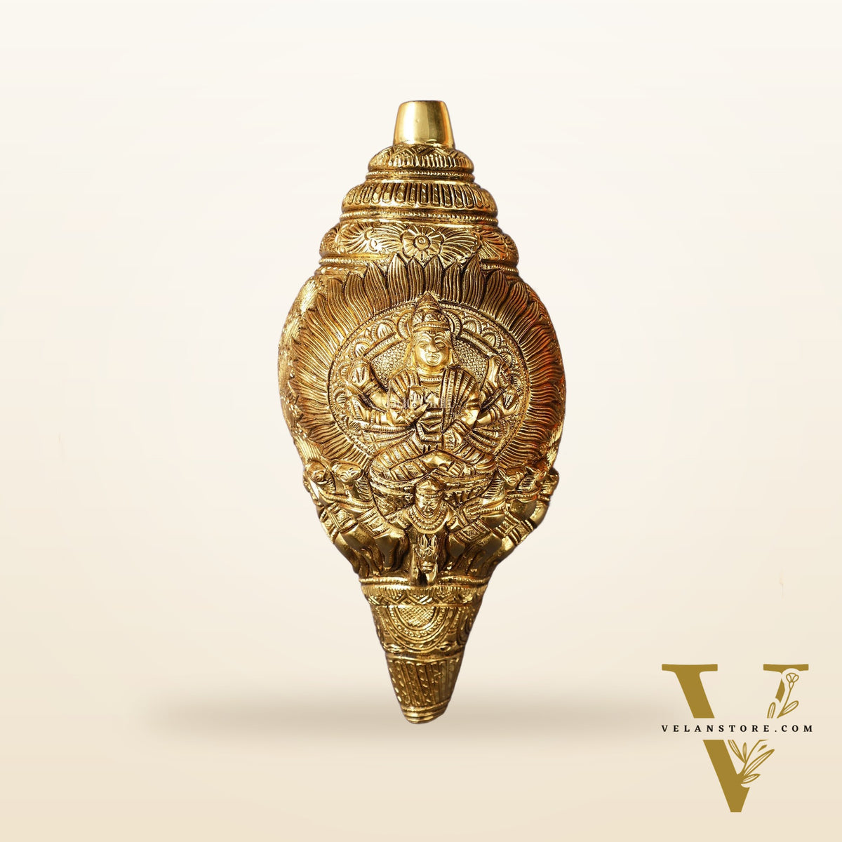 Brass Superfine Surya Dev Shankh 9 inch antique