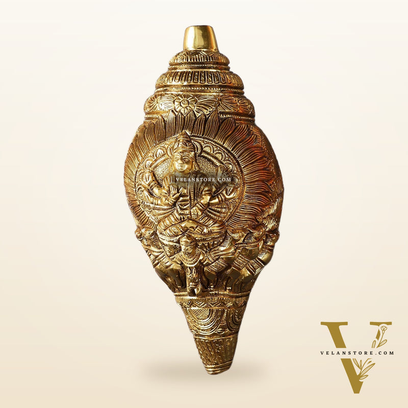 Brass Superfine Surya Dev Shankh 9 inch antique