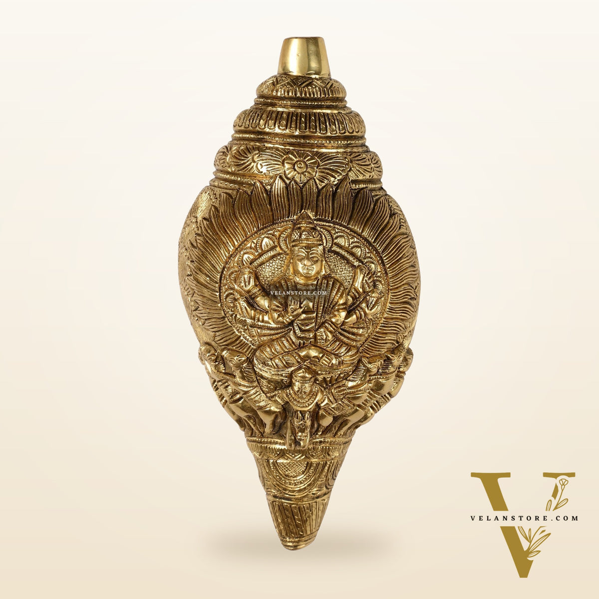 Brass Superfine Surya Dev Shankh 9 inch antique