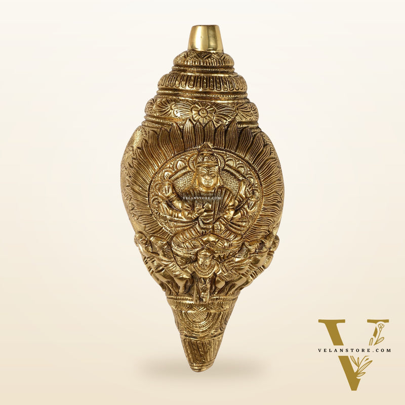 Brass Superfine Surya Dev Shankh 9 inch antique