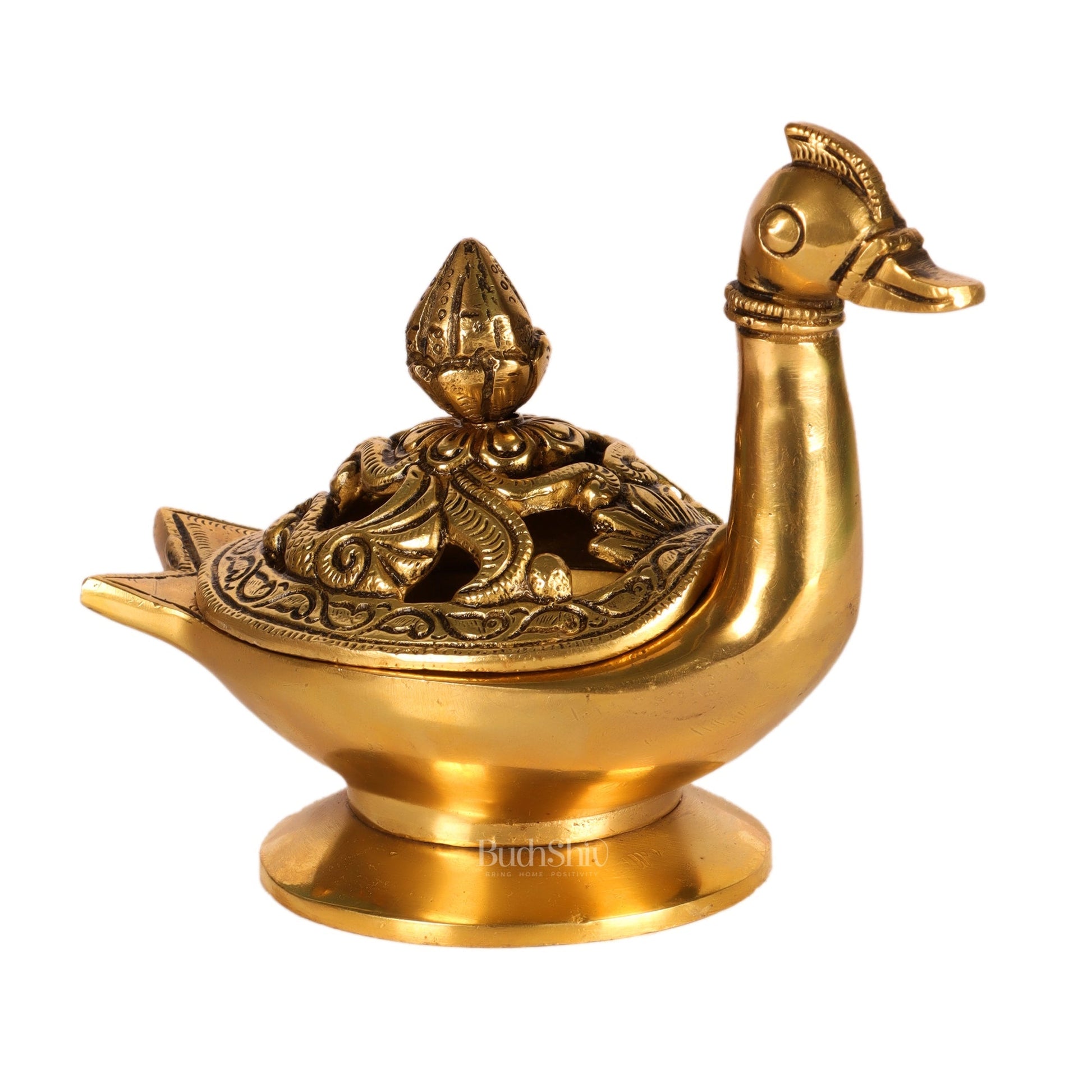 Brass Superfine Swan Shaped dhoopdani loban burner