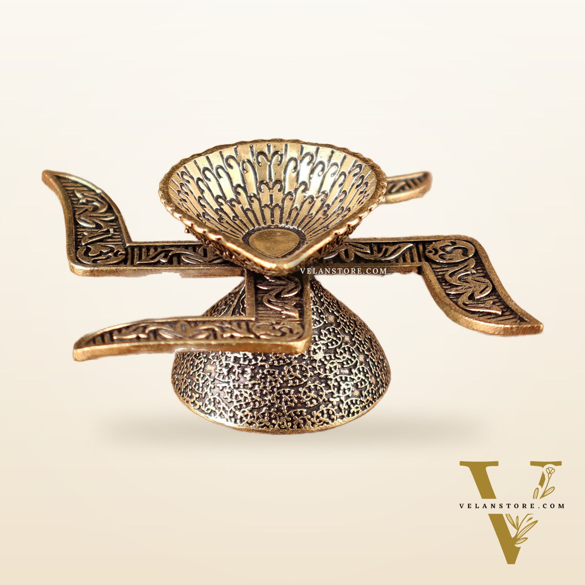Brass Superfine Swastik Diya Oil Lamp with OM Carvings