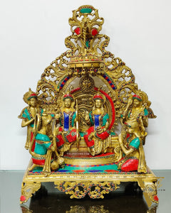 Brass Superfine The Royal Ram Darbar with Stonework 23 inches