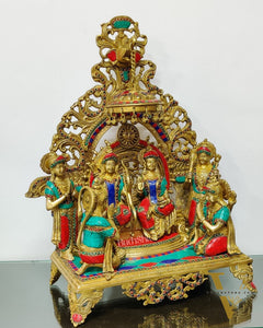 Brass Superfine The Royal Ram Darbar with Stonework 23 inches