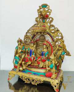 Brass Superfine The Royal Ram Darbar with Stonework 23 inches