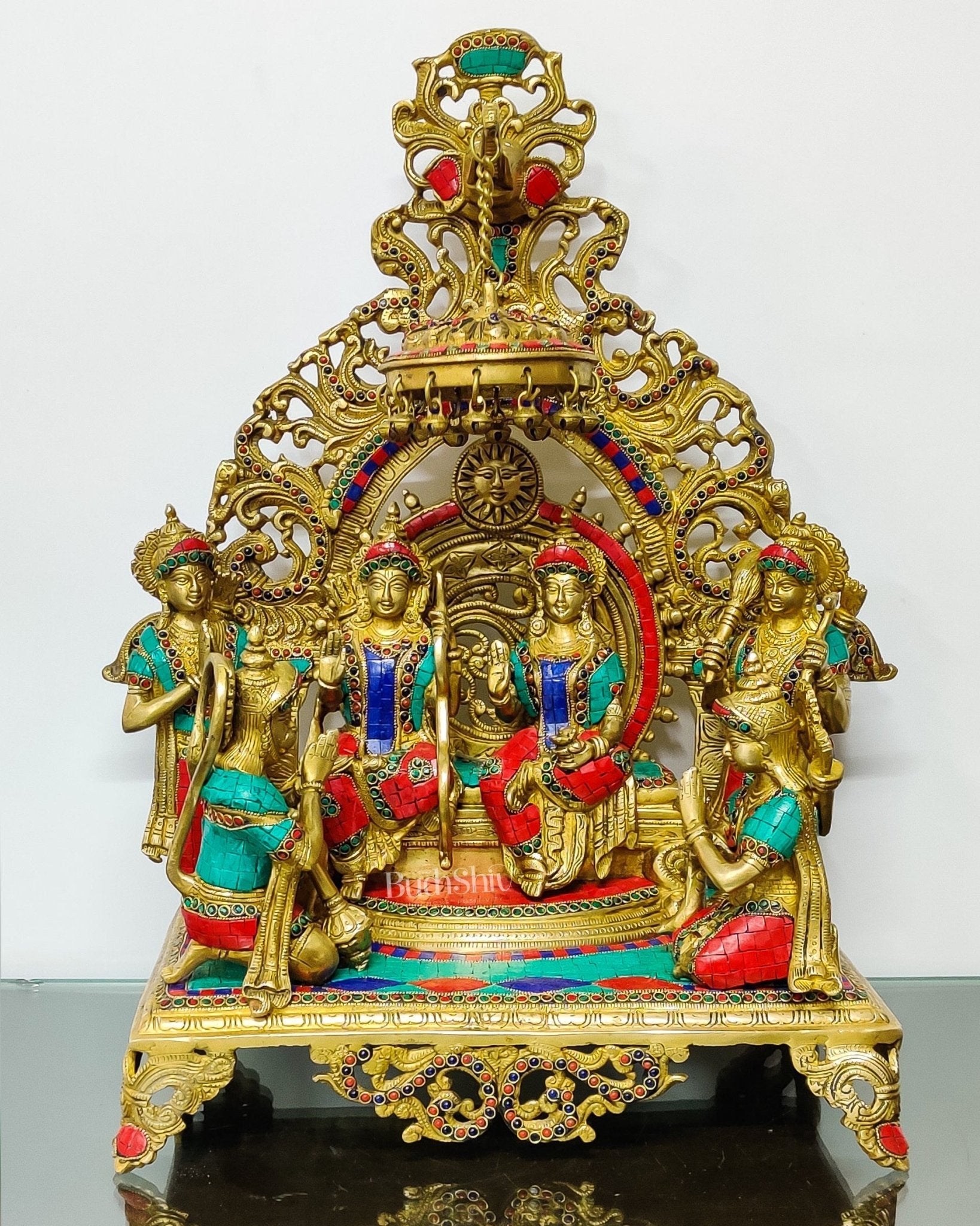 Brass Superfine The Royal Ram Darbar with Stonework 23 inches