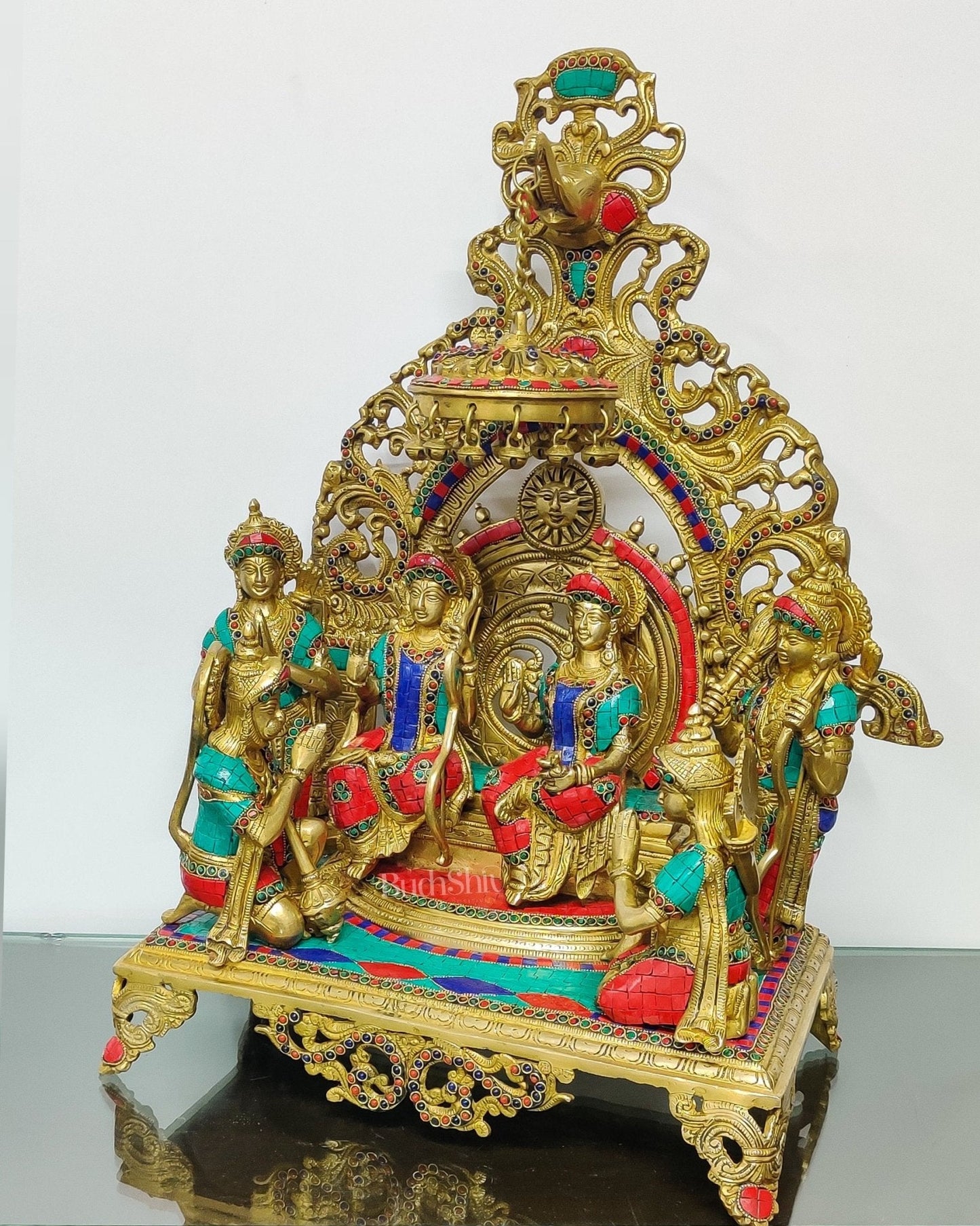 Brass Superfine The Royal Ram Darbar with Stonework 23 inches