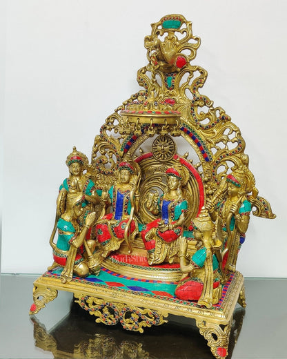 Brass Superfine The Royal Ram Darbar with Stonework 23 inches