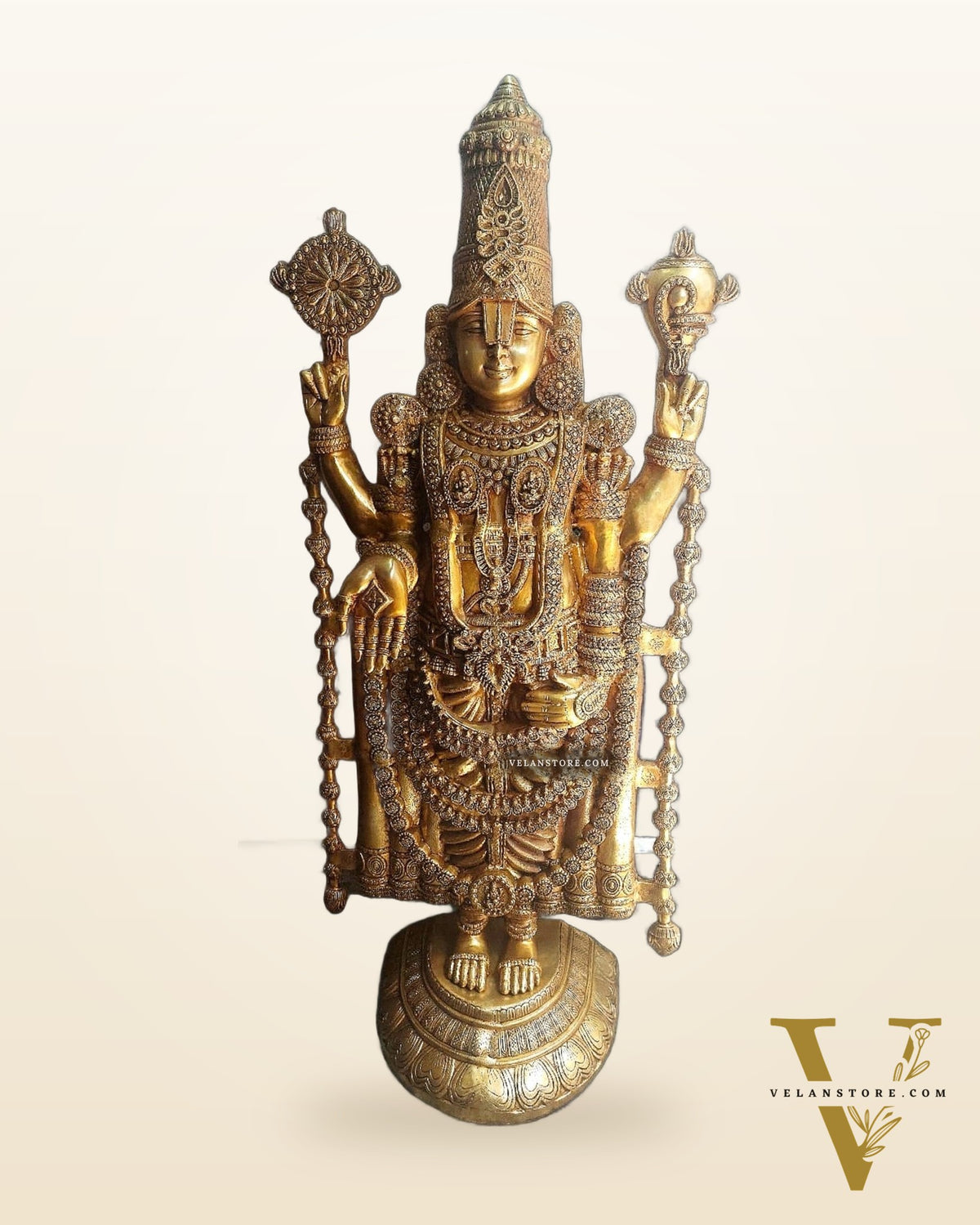 Brass Superfine Tirupati Balaji 6 Feet Statue - Lord Venkateshwara Large Sculpture