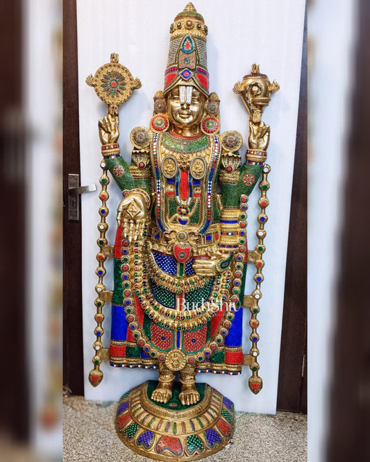 Brass Superfine Tirupati Balaji 6 Feet Statue - Lord Venkateshwara Large Statue
