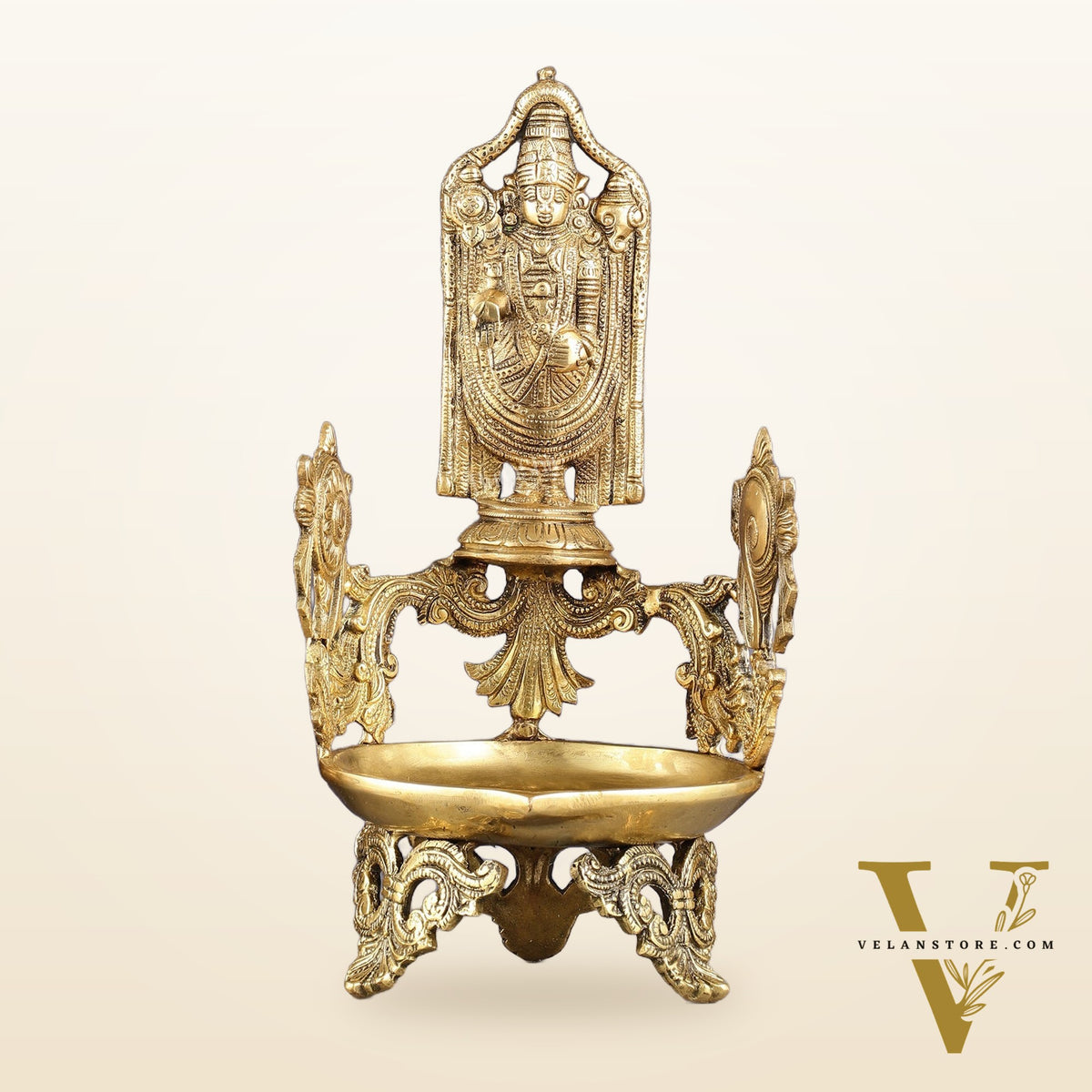 Brass Superfine Tirupati Balaji Shankh Oil Lamp Diya | 15" Height