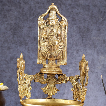 Brass Superfine Tirupati Balaji Shankh Oil Lamp Diya | 15" Height