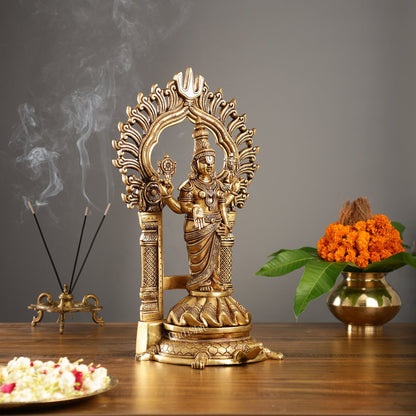 Fully Engraved Superfine Brass Lord Venkateshwara Swamy Standing on Tortoise with Prabhavali 17"