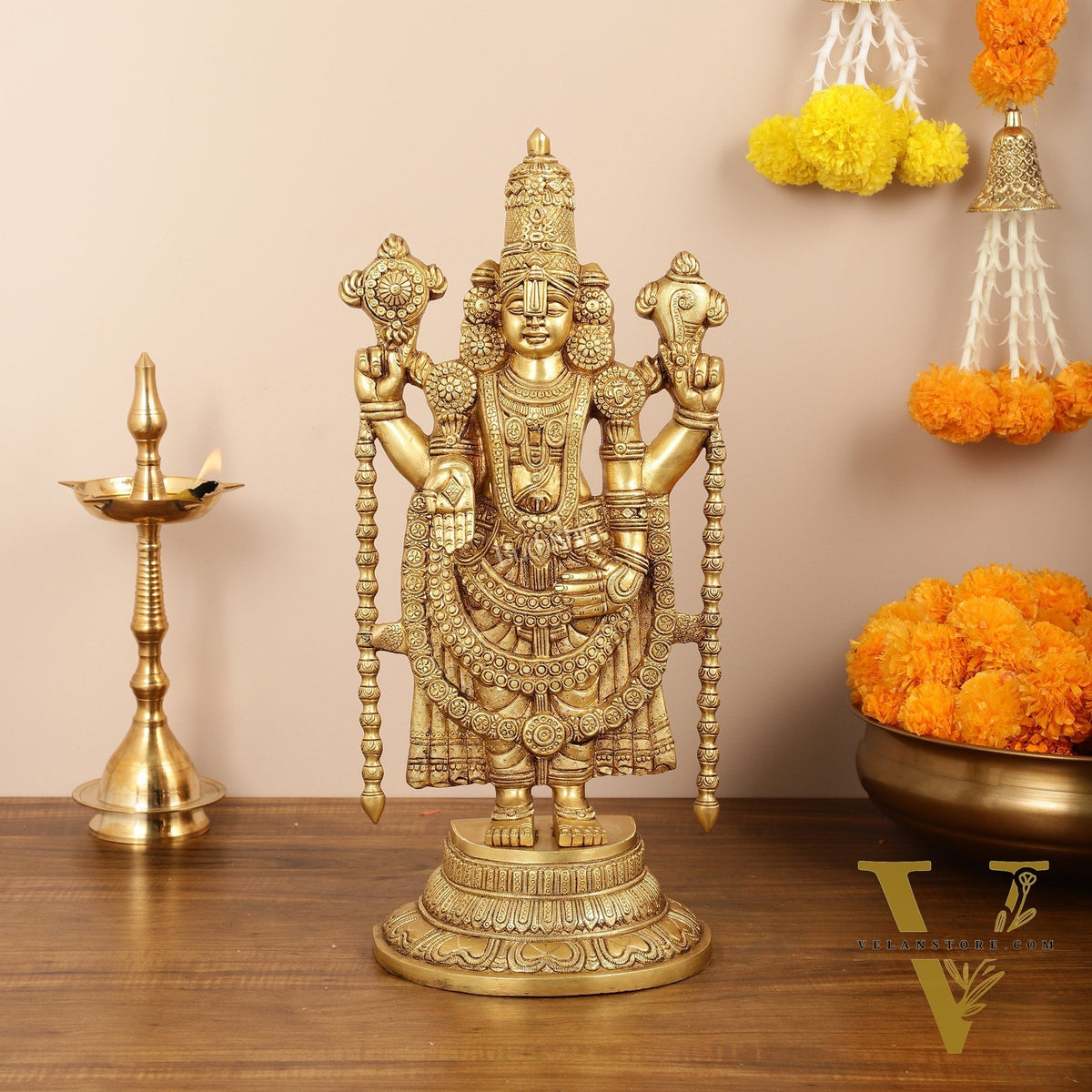 Brass Superfine Tirupati Balaji Statue - Lord Venkateshwara Swamy Idol - 18.5 inch