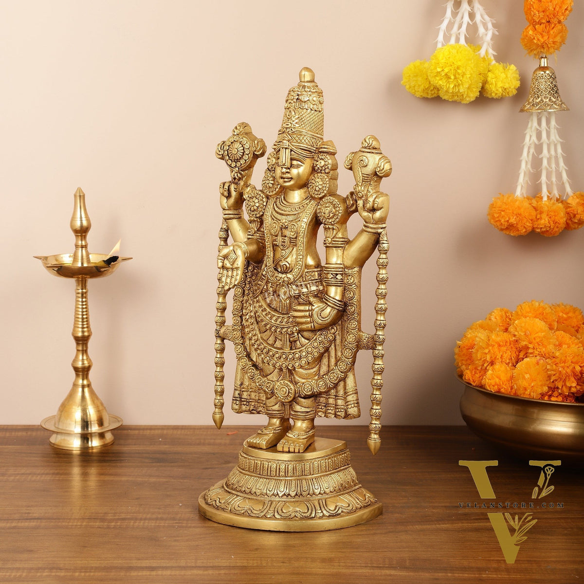 Brass Superfine Tirupati Balaji Statue - Lord Venkateshwara Swamy Idol - 18.5 inch