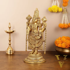 Brass Superfine Tirupati Balaji Statue - Lord Venkateshwara Swamy Idol - 18.5 inch