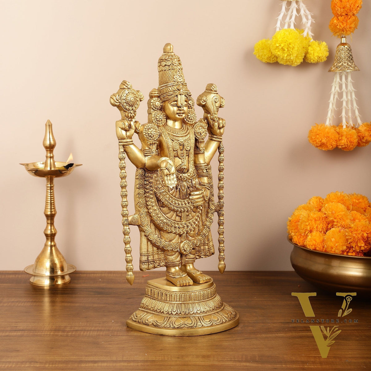Brass Superfine Tirupati Balaji Statue - Lord Venkateshwara Swamy Idol - 18.5 inch