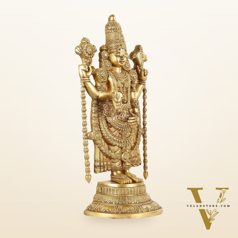 Brass Superfine Tirupati Balaji Statue - Lord Venkateshwara Swamy Idol - 18.5 inch