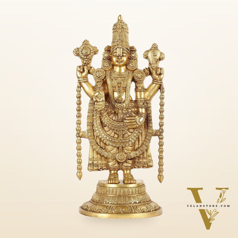 Brass Superfine Tirupati Balaji Statue - Lord Venkateshwara Swamy Idol - 18.5 inch