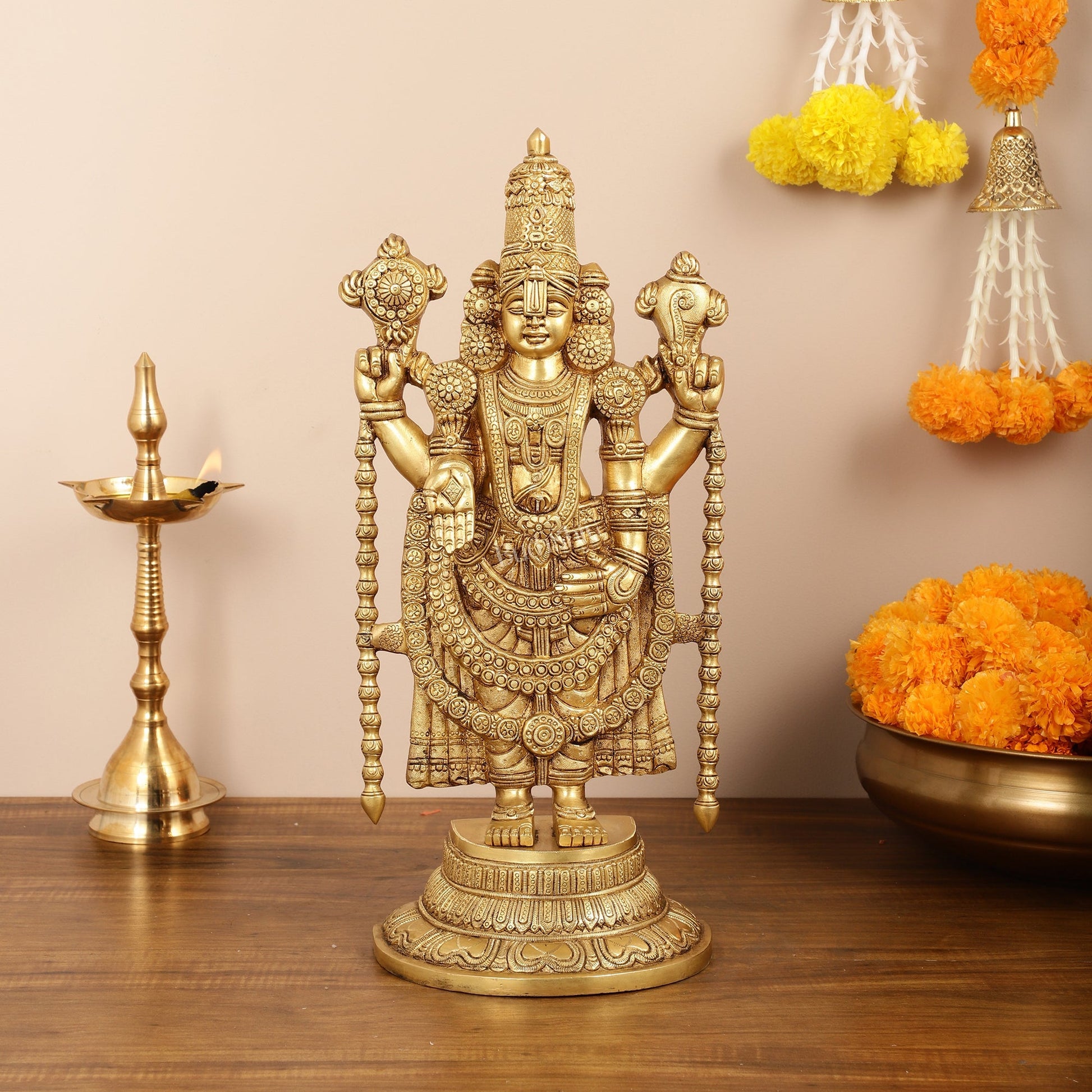 Brass Superfine Tirupati Balaji Statue - Lord Venkateshwara Swamy Idol - 18.5 inch