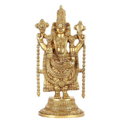 Brass Superfine Tirupati Balaji Statue - Lord Venkateshwara Swamy Idol - 18.5 inch