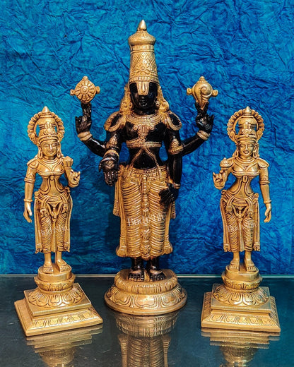 Brass Superfine Tirupati balaji with Bhudevi and Sridevi 18"
