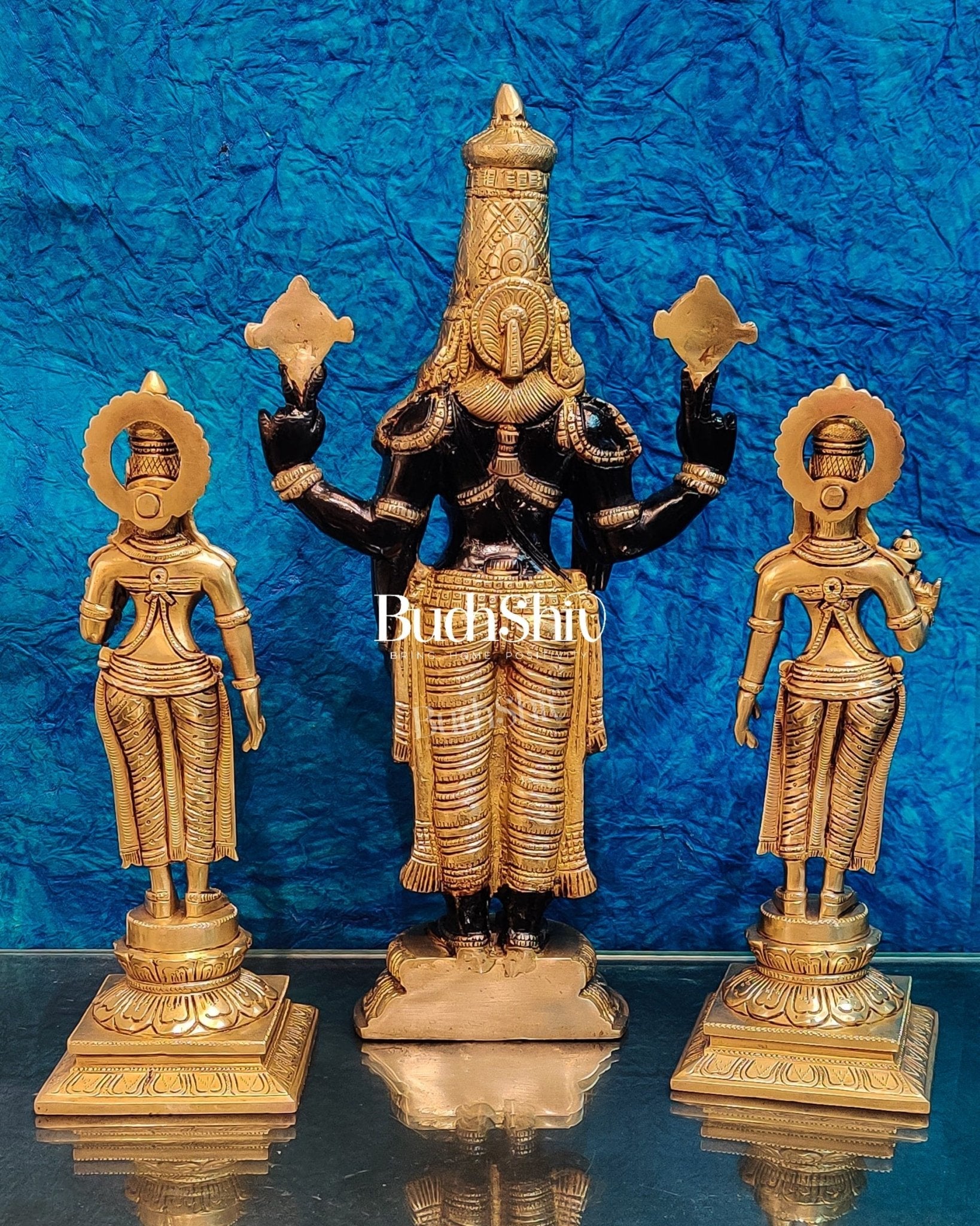Brass Superfine Tirupati balaji with Bhudevi and Sridevi 18"