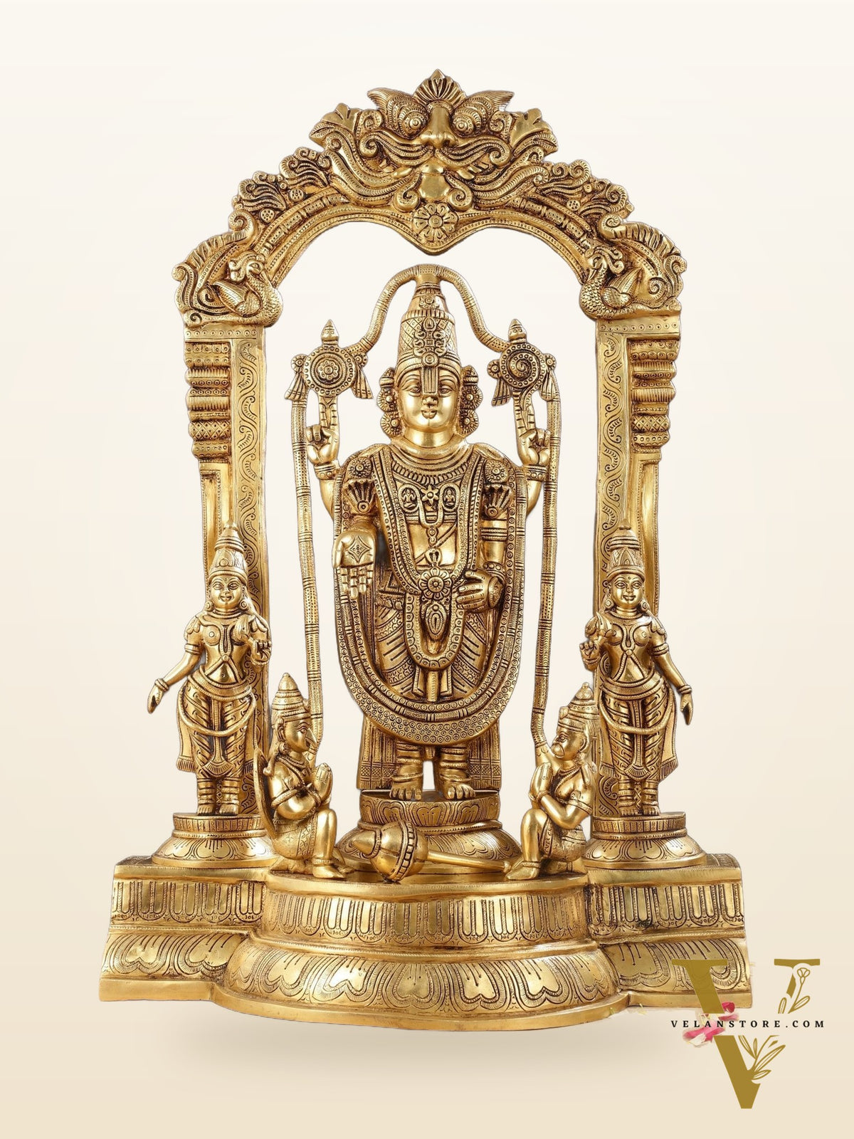 Brass Superfine Tirupati Balaji with Bhudevi Sridevi 30"