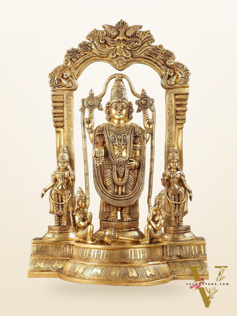 Brass Superfine Tirupati Balaji with Bhudevi Sridevi 30"
