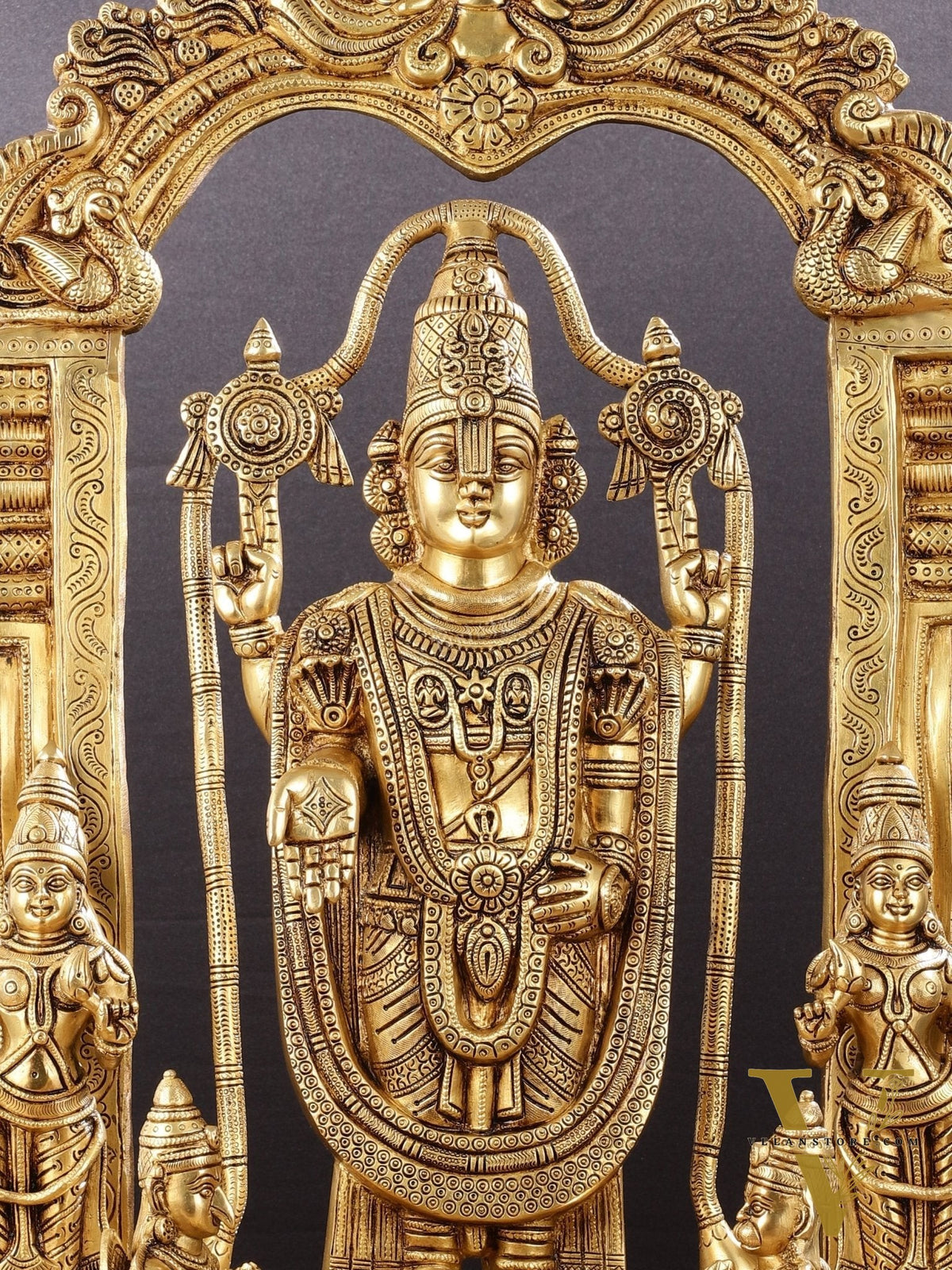 Brass Superfine Tirupati Balaji with Bhudevi Sridevi 30"
