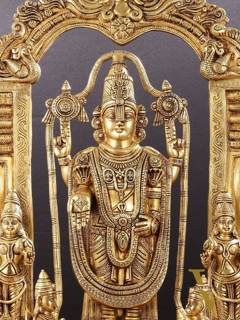 Brass Superfine Tirupati Balaji with Bhudevi Sridevi 30"