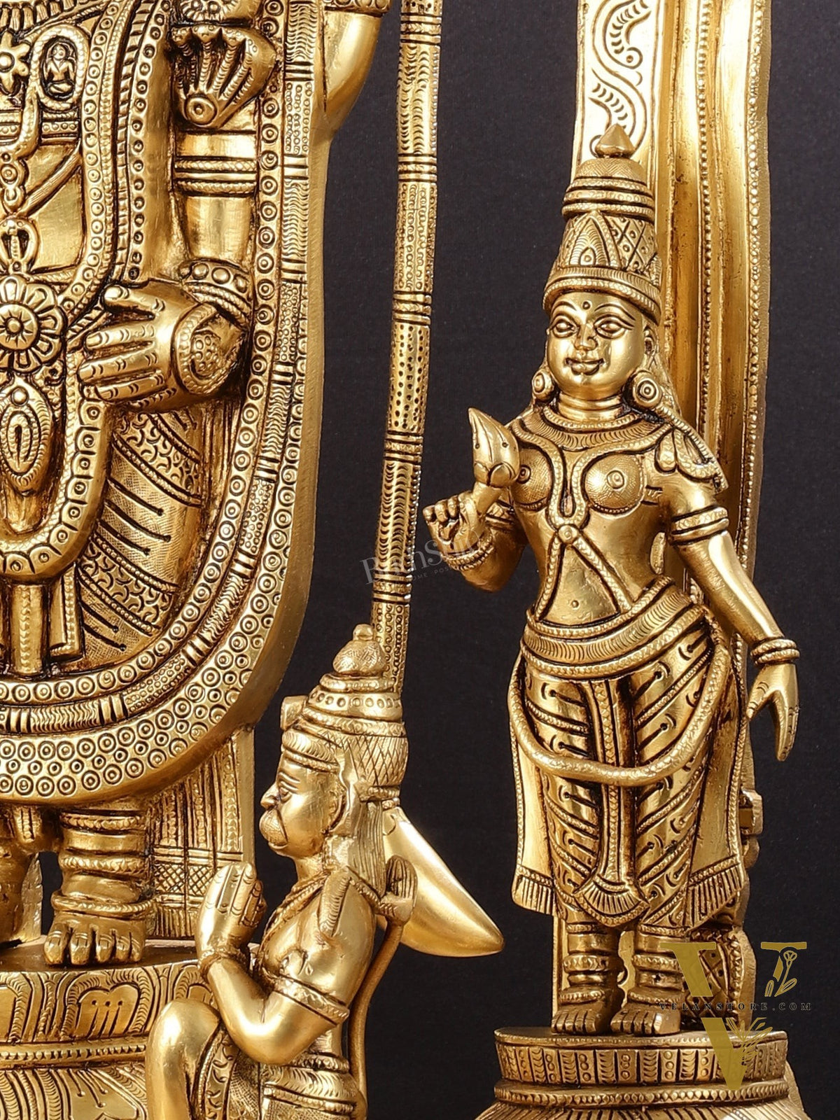Brass Superfine Tirupati Balaji with Bhudevi Sridevi 30"