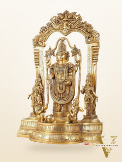 Brass Superfine Tirupati Balaji with Bhudevi Sridevi 30"