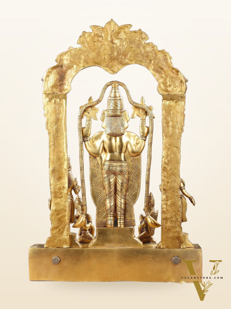 Brass Superfine Tirupati Balaji with Bhudevi Sridevi 30"