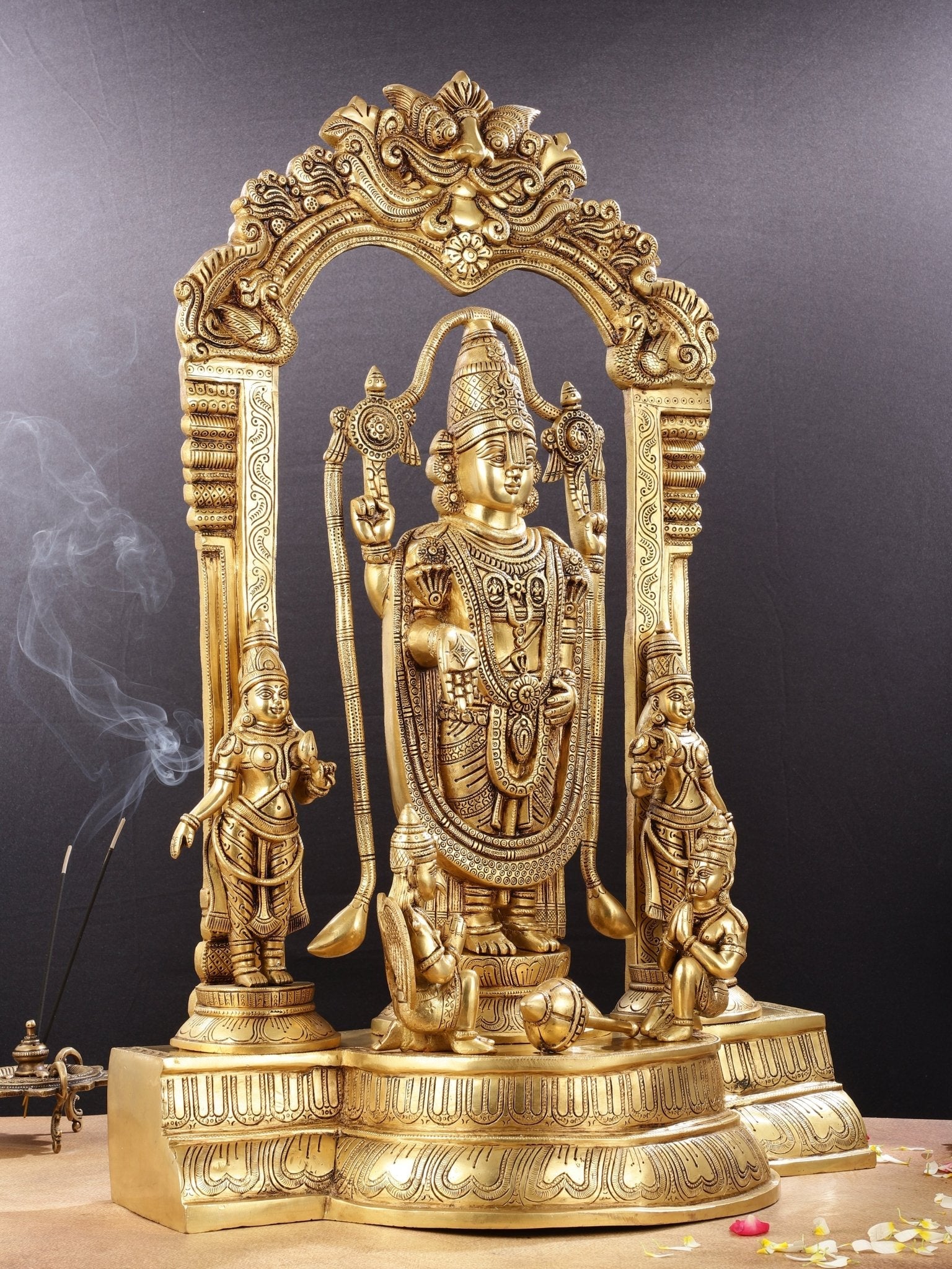 Brass Superfine Tirupati Balaji with Bhudevi Sridevi 30"