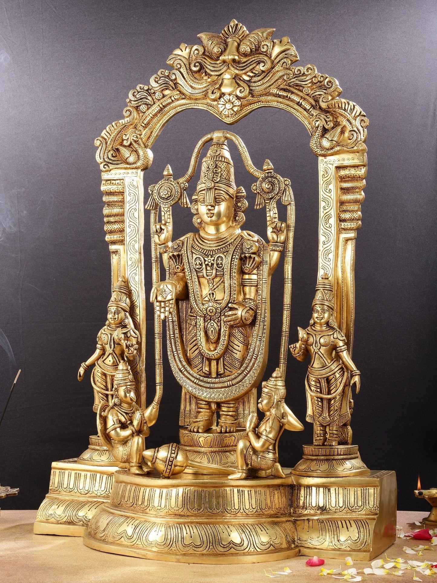 Brass Superfine Tirupati Balaji with Bhudevi Sridevi 30"