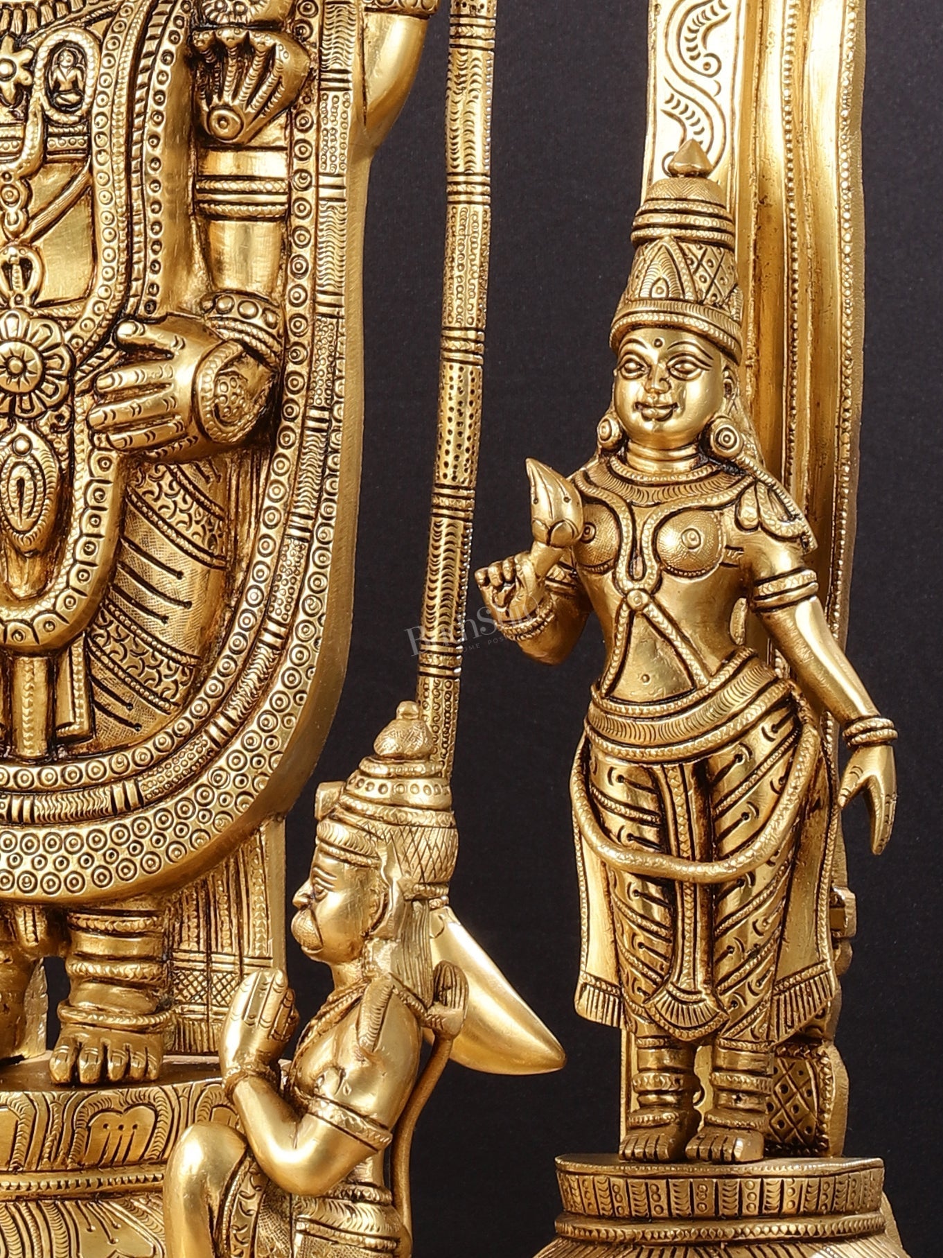 Brass Superfine Tirupati Balaji with Bhudevi Sridevi 30"